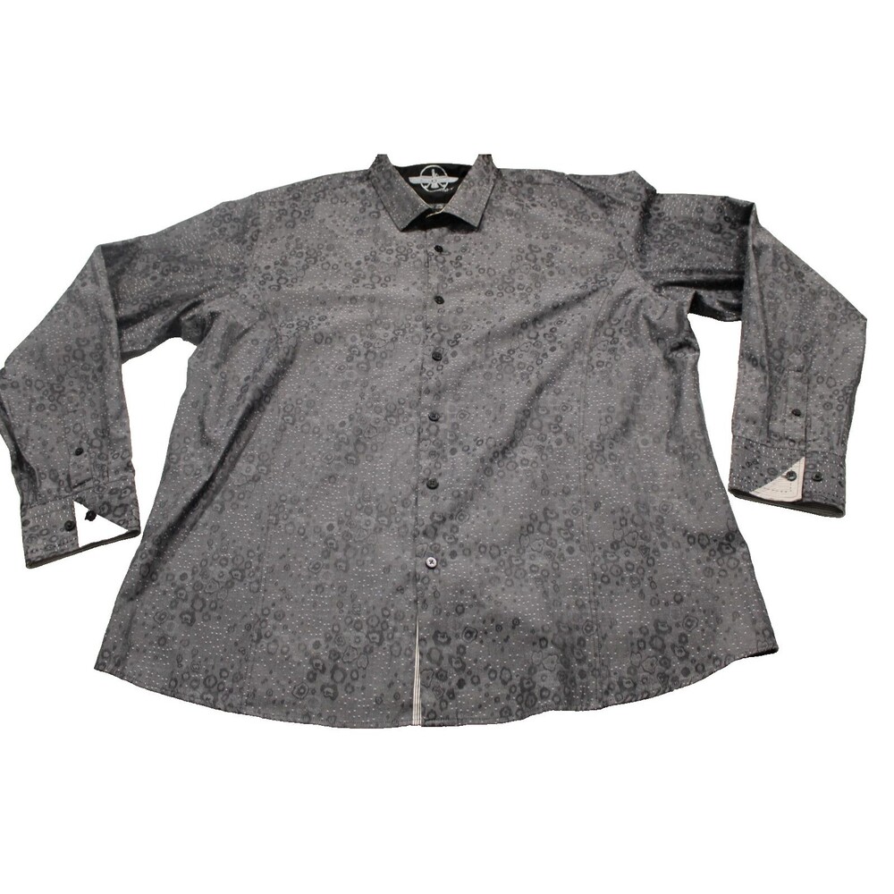 Barabas Signature Long Sleeve Button Up Shirt Mens Sz XXL Black Print Circles